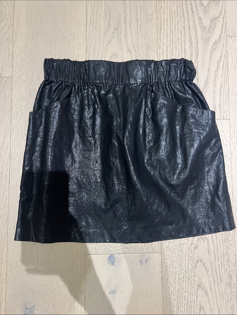 Zara Black Faux Leather Paperbag Waist Mini Skirt
